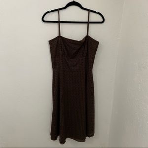 Yves Cossete Spaghetti Strap Brown Eyelet Dress